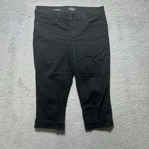 NYDJ Women's Marilyn Straight‎ Crop Jeans LiftxTuck Size 10 Black Denim